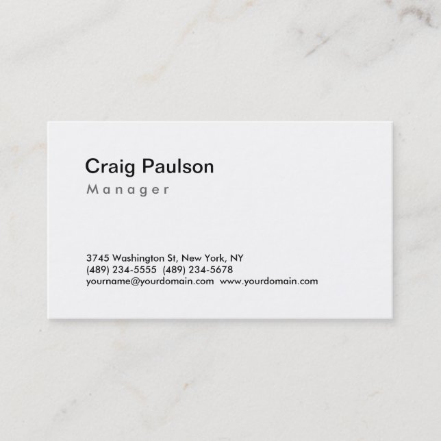 Tarjeta De Visita Trendy Black White Manager Business Card (Anverso)