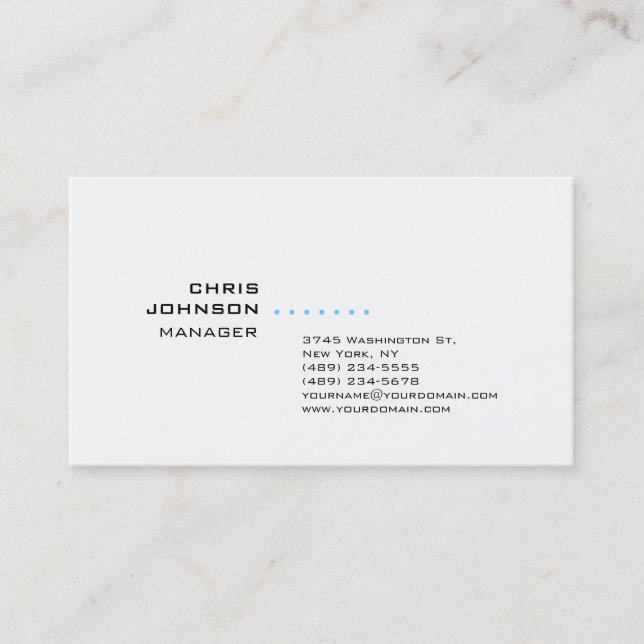 Tarjeta De Visita Trendy Black White Manager Business Card (Anverso)