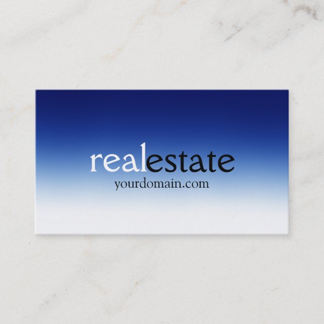Tarjeta De Visita Trendy Blue White Real Estate Agent Business Card (Anverso)