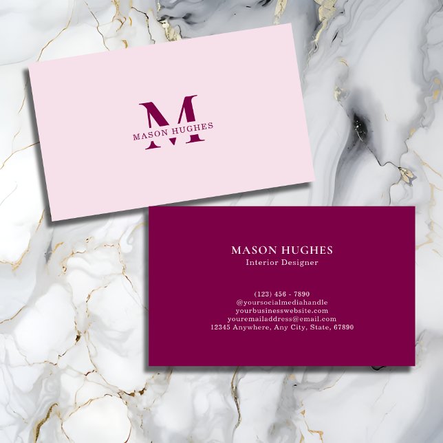 Tarjeta De Visita Trendy Bold Chic Monogram (Subido por el creador)