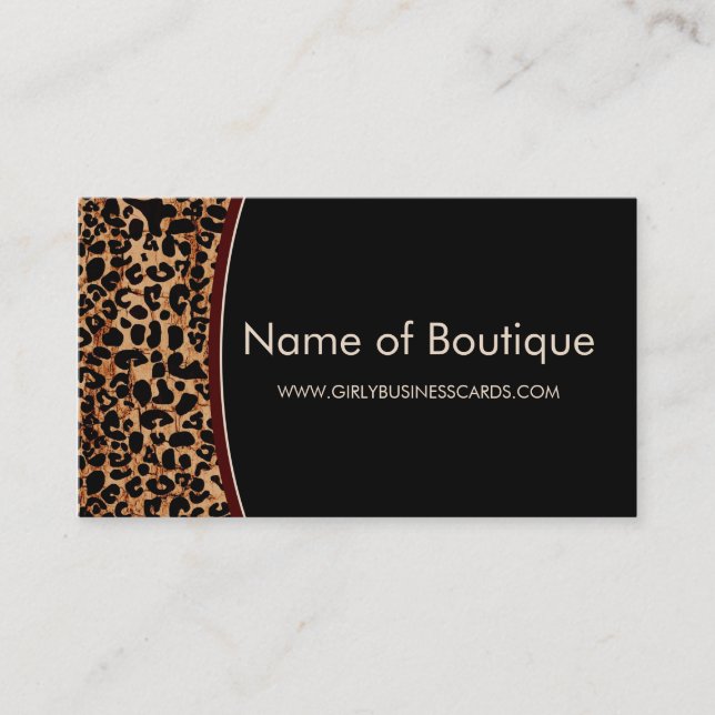 Tarjeta De Visita Trendy Brown Leopard Print Modern Boutique (Anverso)