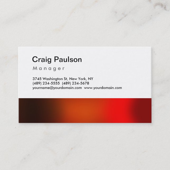 Tarjeta De Visita Trendy Brown Red Naranja Manager Business Card (Anverso)