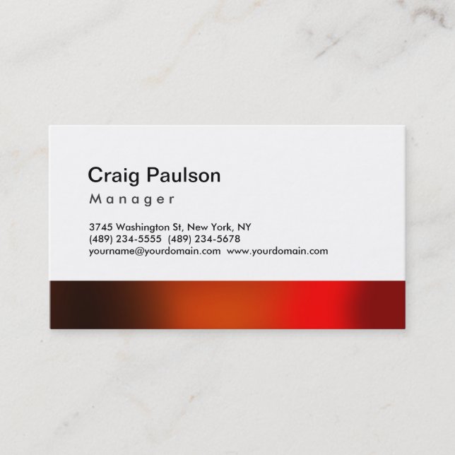 Tarjeta De Visita Trendy Brown Red Naranja Manager Business Card (Anverso)