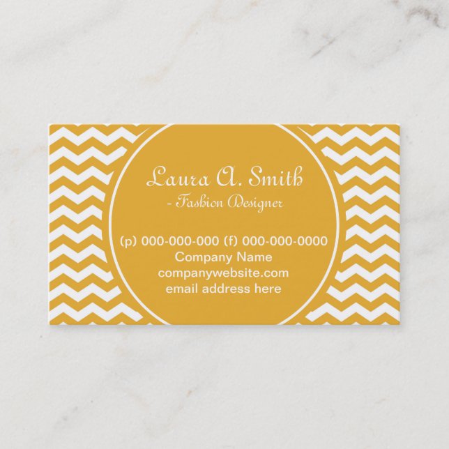 Tarjeta De Visita trendy, clásica, brillante y soleado chevron amari (Anverso)