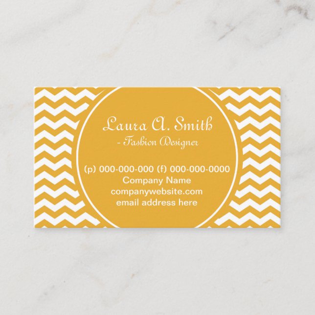 Tarjeta De Visita trendy, clásica, brillante y soleado chevron amari (Anverso)