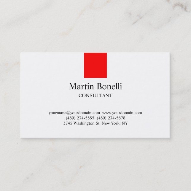 Tarjeta De Visita Trendy Classical Black Red White Business Card (Anverso)