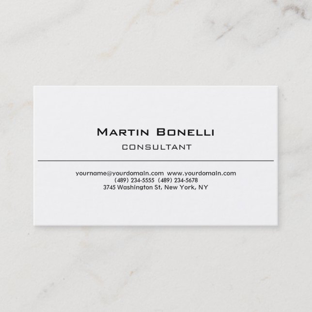 Tarjeta De Visita Trendy Classical Black White Business Card (Anverso)