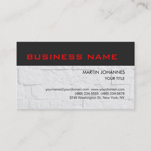 Tarjeta De Visita Trendy Dark Gray Brick Wall Red Business Card (Anverso)