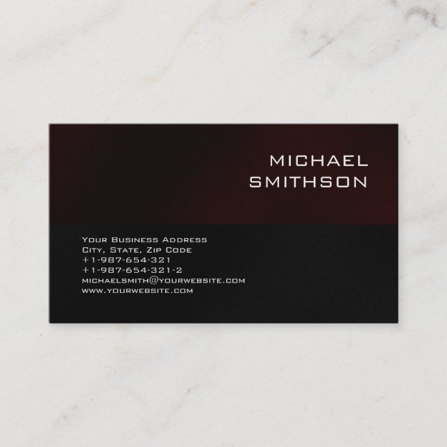 Tarjeta De Visita Trendy Dark Red Stripe Black Gray Business Card (Anverso)