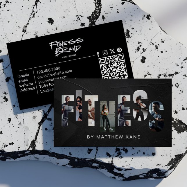 Tarjeta De Visita Trendy Edgy Personal Trainer Fitness Photo Letter (Trendy Edgy Personal Trainer Fitness Photo Letter Business Card)