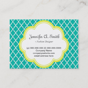 Tarjeta De Visita trendy, encantadora, clásica, amarilla, verde azul