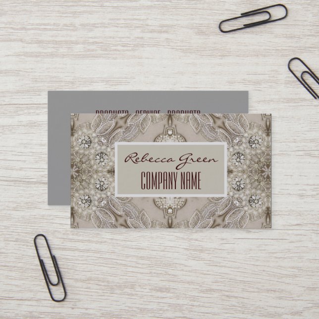 Tarjeta De Visita Trendy Girly Moda Gatsby Fashion Paris Lace (Anverso/Reverso In Situ)