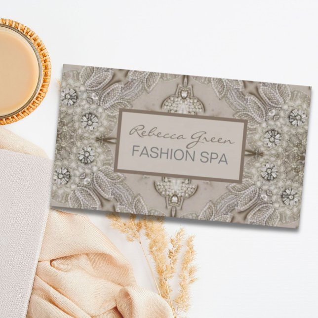 Tarjeta De Visita Trendy Girly Moda Gatsby Fashion Paris Lace (Trendy Girly Chic Gatsby Fashion Paris Lace Business Card)