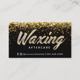 Tarjeta De Visita Trendy Gold Purpurina Waxing Aftercare Card