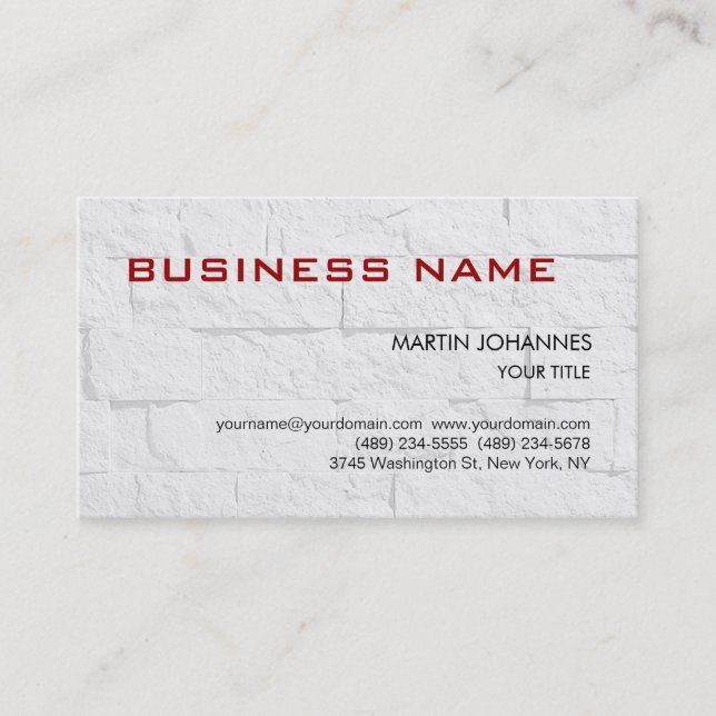 Tarjeta De Visita Trendy Gray Brick Wall Red Business Card (Anverso)