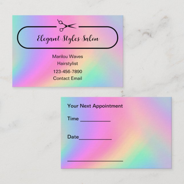 Tarjeta De Visita Trendy Hairstylist Appointment Business Cards (Anverso / Reverso)