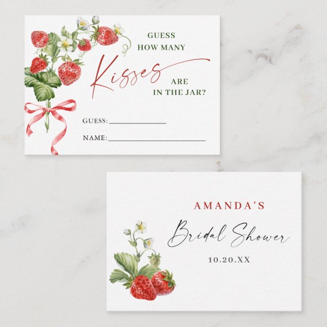 Tarjeta De Visita Trendy Meadow Strawberry adivina cuántas cartas de (Anverso / Reverso)
