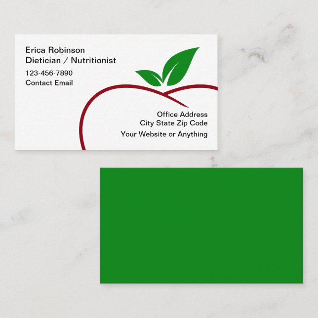 Tarjeta De Visita Trendy Modern Dietitian Nutritionist  (Anverso / Reverso)