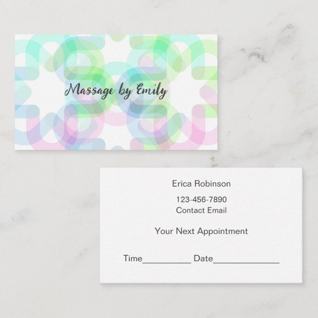 Tarjeta De Visita Trendy Modern Massage Appointment Business Cards  (Anverso / Reverso)