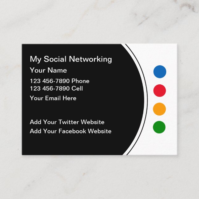 Tarjeta De Visita Trendy Modern Social Networking Business Cards (Anverso)