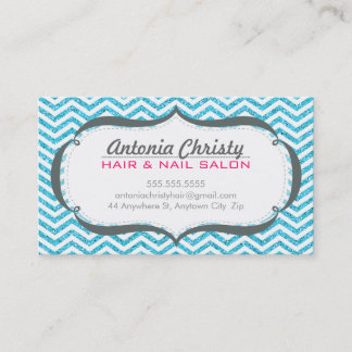 Tarjeta De Visita TRENDY moderno patrón de chevron falso aqua purpur