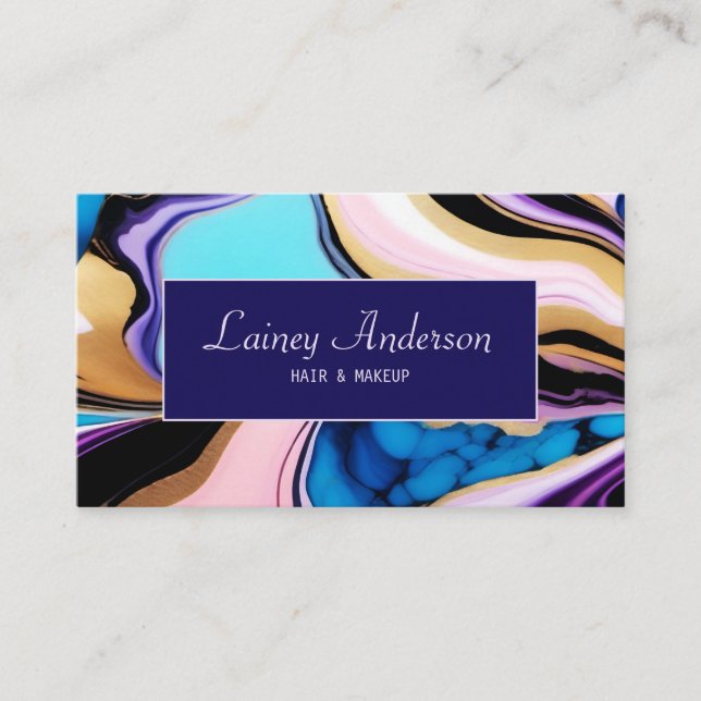Tarjeta De Visita Trendy pastel purple pink blue Gold faux marble (Anverso)