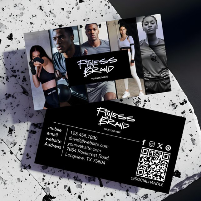 Tarjeta De Visita Trendy Personal Trainer Fitness Photo Collage (Trendy Personal Trainer Fitness Photo Collage Business Card)