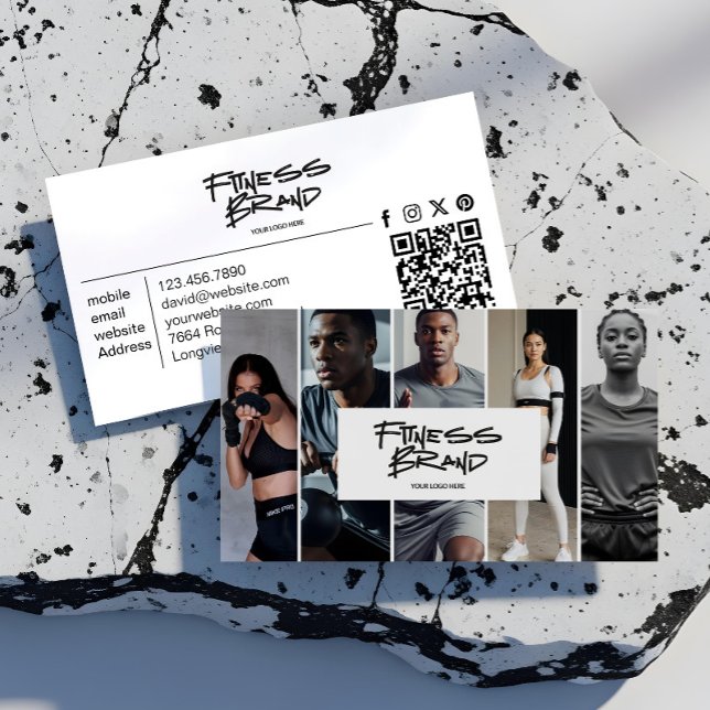 Tarjeta De Visita Trendy Personal Trainer Fitness Photo Collage (Trendy Personal Trainer Fitness Photo Collage Business Card)