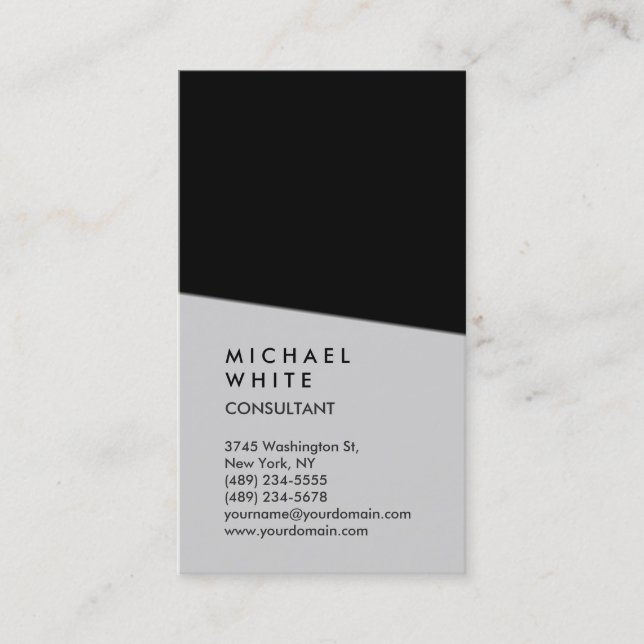 Tarjeta De Visita Trendy profesional gris negro vertical (Anverso)