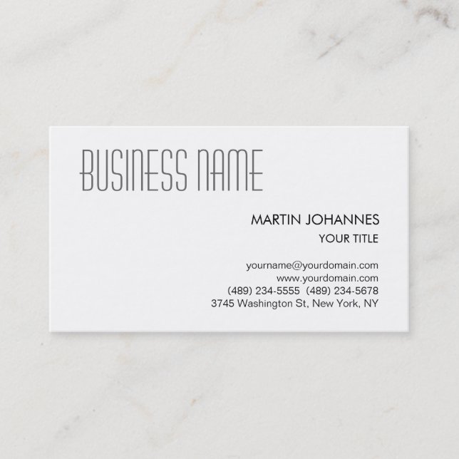 Tarjeta De Visita Trendy Professional Black White Business Card (Anverso)
