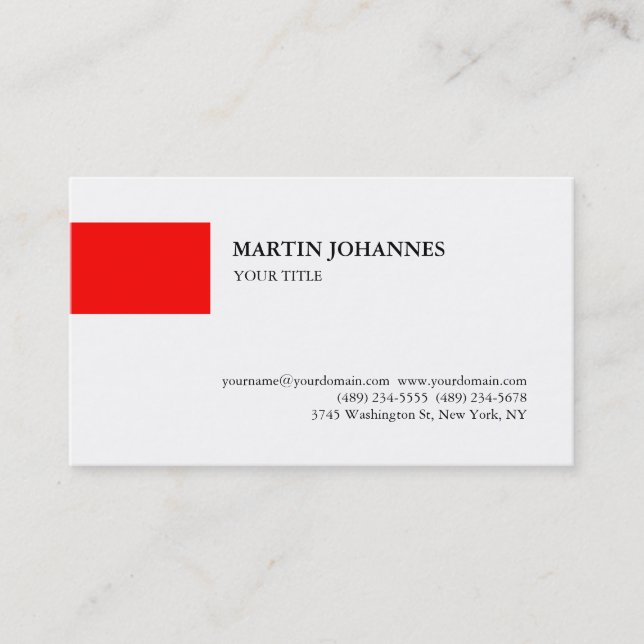 Tarjeta De Visita Trendy Professional Red White Business Card (Anverso)