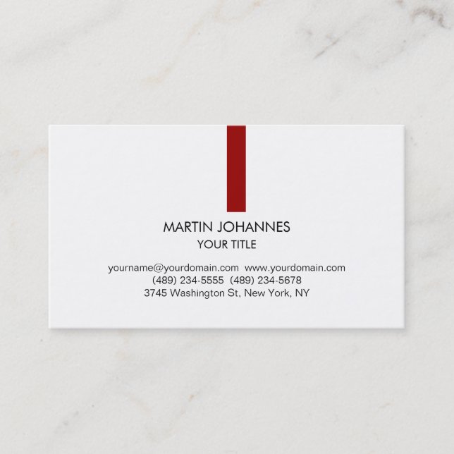 Tarjeta De Visita Trendy Red Line Black White Business Card (Anverso)