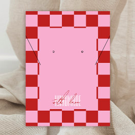 Tarjeta De Visita Trendy Retro Pink & Red Jewelry Label Display