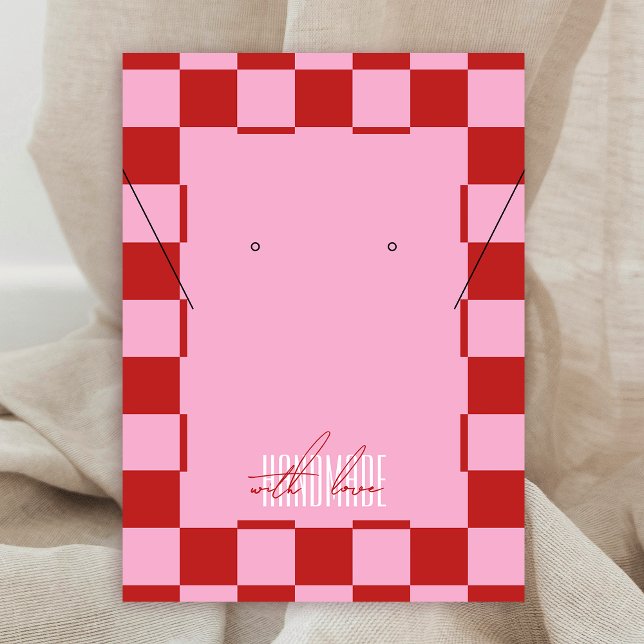 Tarjeta De Visita Trendy Retro Pink & Red Jewelry Label Display (Subido por el creador)