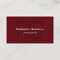 Trendy Rosewood Black Monogram Business Card