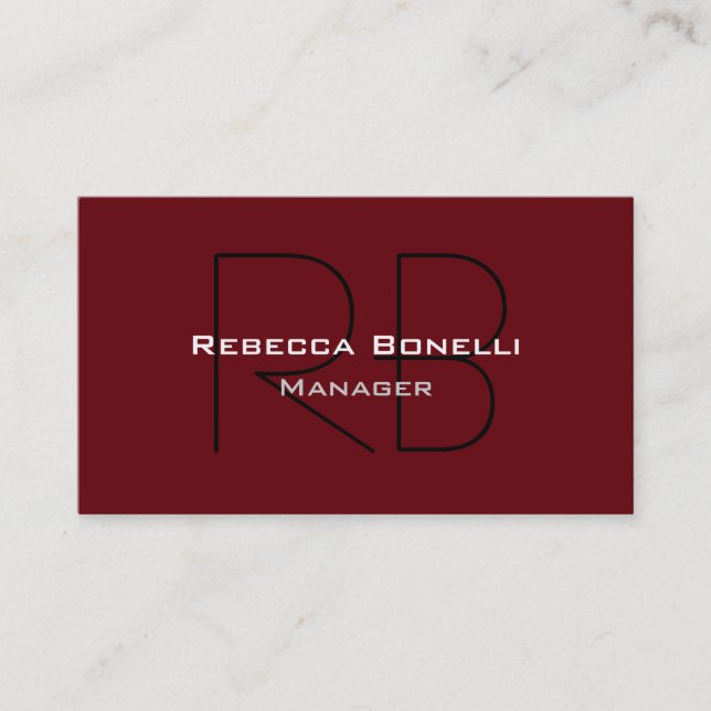 Tarjeta De Visita Trendy Rosewood Black Monogram Business Card (Anverso)