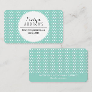 Tarjeta De Visita TRENDY SIMPLE SPOT mini polka dot linda menta blan
