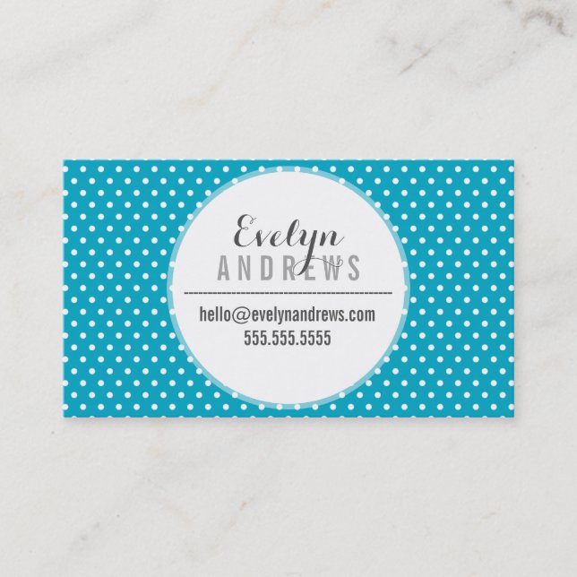 Tarjeta De Visita TRENDY SIMPLE SPOT mini polka dot lindo turquesa (Anverso)