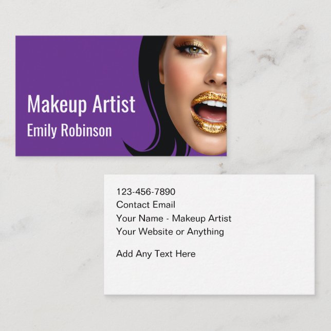 Tarjeta De Visita Trendy Stylish Makeup Artist Business Cards (Anverso / Reverso)
