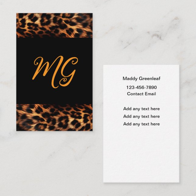 Tarjeta De Visita Trendy Stylish Modern Ladies Monogram  (Anverso / Reverso)