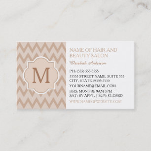 Tarjeta De Visita Trendy Tan Chevron Zigzag Monogram Hair Salon