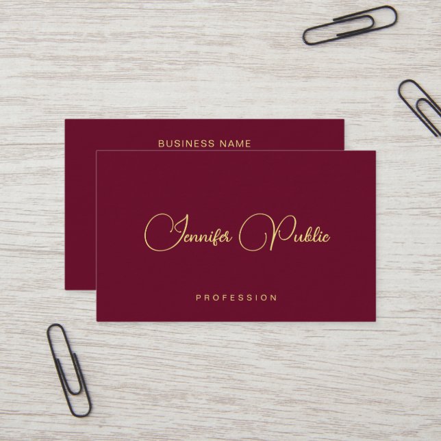 Tarjeta De Visita Trendy Template Gold Text Calligraphy Luxurious (Anverso/Reverso In Situ)