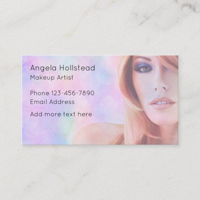 Tarjeta De Visita Trendy Unique Makeup Artist Business Cards (Anverso)