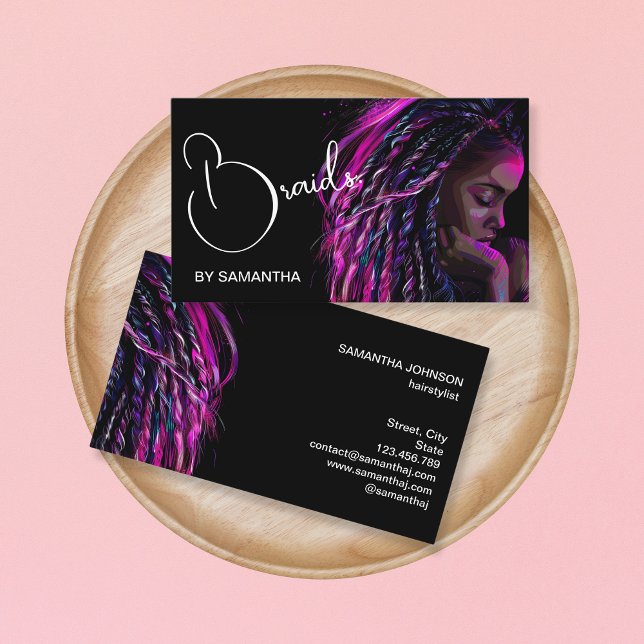 Tarjeta De Visita trenzado de trenzas holográficas trenzado peluquer (Subido por el creador)