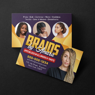 Tarjeta De Visita Trenzas africanas de cabello con foto de trenzas p