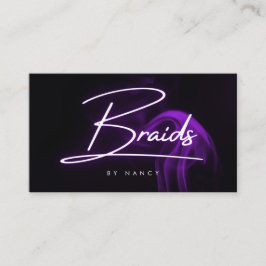 Tarjeta De Visita Trenzas de cabello Humo neón púrpura Estilista de 