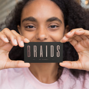 Tarjeta De Visita Trenzas Rosa Dorado Chic