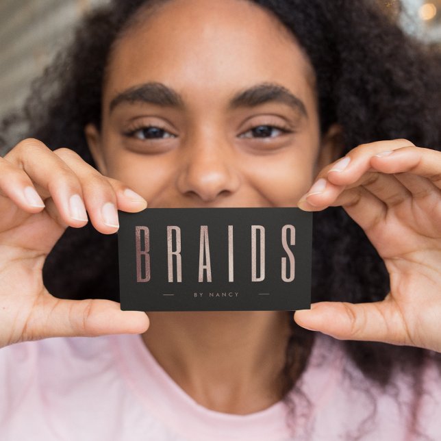 Tarjeta De Visita Trenzas Rosa Dorado Chic (Subido por el creador)