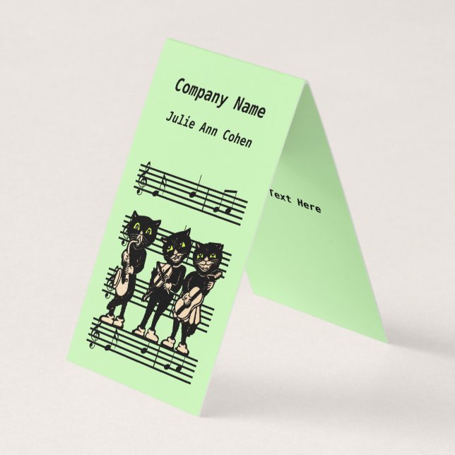 Tarjeta De Visita Tres Black Cat Music Sheet Music Green (Anverso)