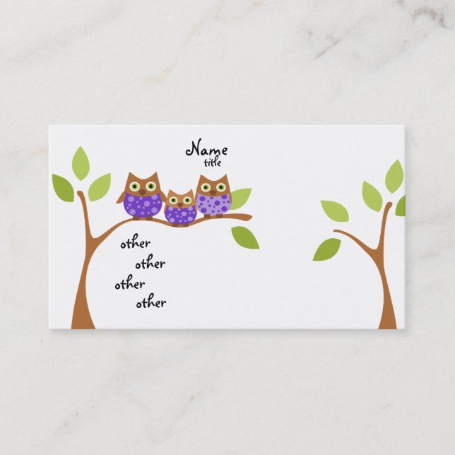 Tarjeta De Visita Tres búhos (Anverso)